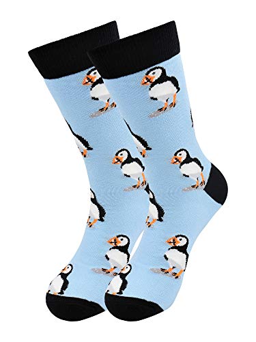 Real Sic Casual Designer Socks for Men and Women - Exotic Animal Series - Breathable and Lightwear Cotton - 6.5-11.5 - Puffin