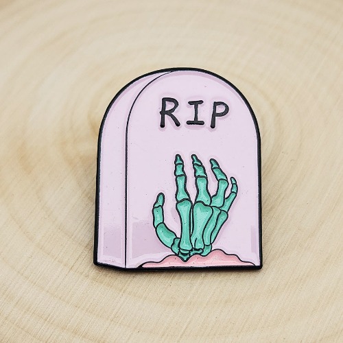 "RIP" Gravestone Enamel Lapel Pin