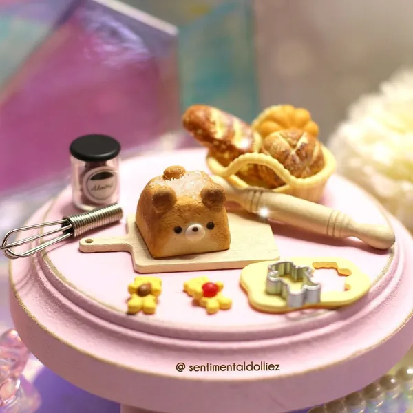 bread sugar coated bear Artisan Keycap - Kawaii Bear- Artisan Key Cap - cute keycaps - keyboard accessories - bear keycaps