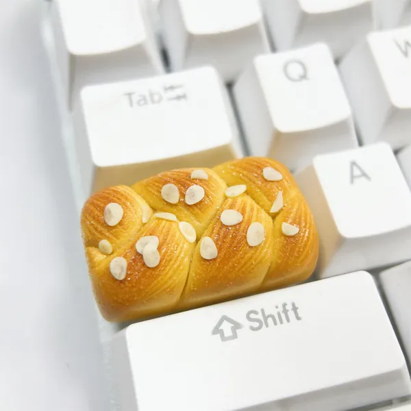 Toast Food Bread 1.5U keycap Tab Key cap Handmade Almond DIY for MX Cherry Keycaps Gift Creative Miniature Food