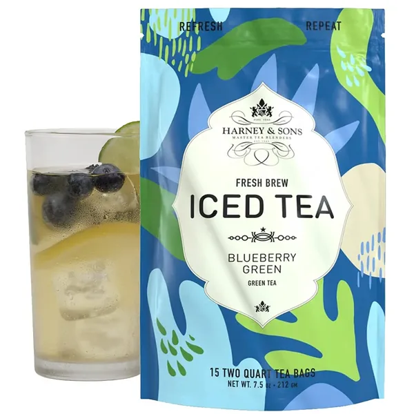 Harney & Sons Blueberry Green Fresh Brew Iced Tea | 15ct, Brews up to 30 quarts of Iced Tea -