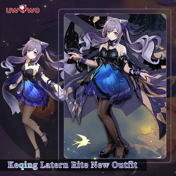 Uwowo Game Genshin Impact Keqing Latern Rite New Outfit Formal Wear Cosplay Costume | L