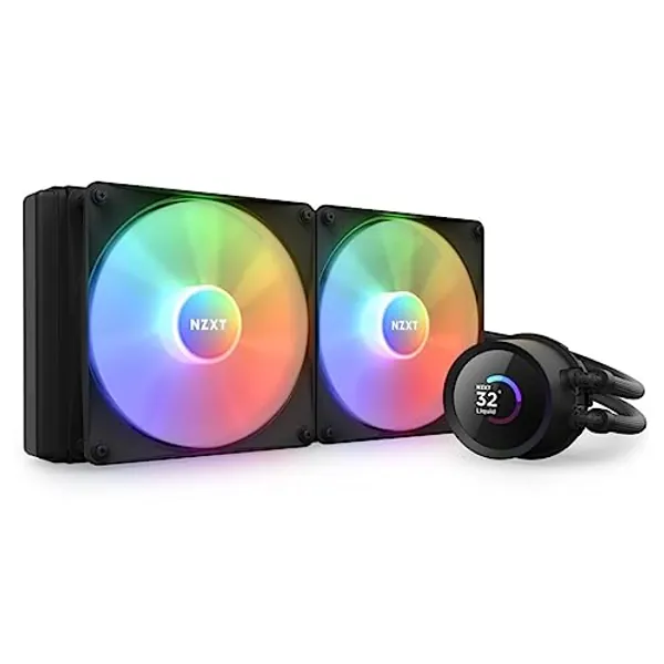 NZXT Kraken 280 RGB - RL-KR280-B1 - 280mm AIO CPU Liquid Cooler - Customizable 1.54" Square LCD Display for Images, Performance Metrics - High-Performance Pump - 2 x F140 RGB Core Fans - Black