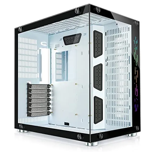 GIM ATX Gaming PC Case, 270° Full View Tempered Glass, 360MM RAD Support, Mid Tower Computer Case with Front Panel RGB Strip, USB 3.0 I/O Port & 2 Magnet Dust Filter, Fans are Not Included (White)