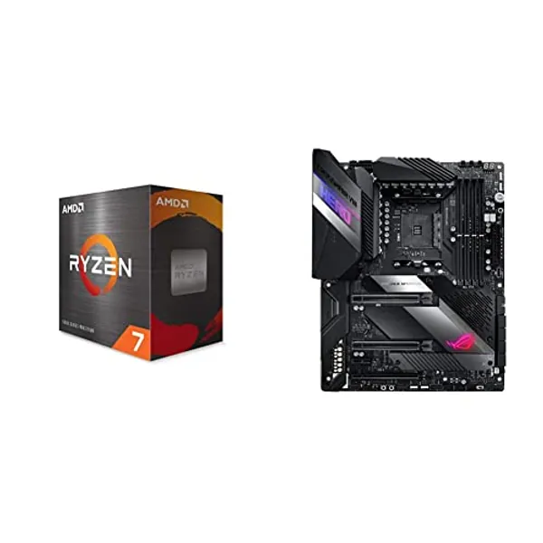 AMD Ryzen 7 5800X 8-core, 16-Thread Unlocked Desktop Processor ASUS ROG Crosshair VIII Hero X570 ATX Motherboard with PCIe 4.0, Integrated 2.5 Gbps LAN,USB 3.2,SATA,M.2,and Aura Sync RGB Lighting