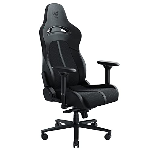 Razer Enki Gaming Chair: All-Day Gaming Comfort - Built-in Lumbar Arch - Optimized Cushion Density - Dual-Textured, Eco-Friendly Synthetic Leather - Reactive Seat Tilt & 152-Degree Recline - Black - Solid - Black