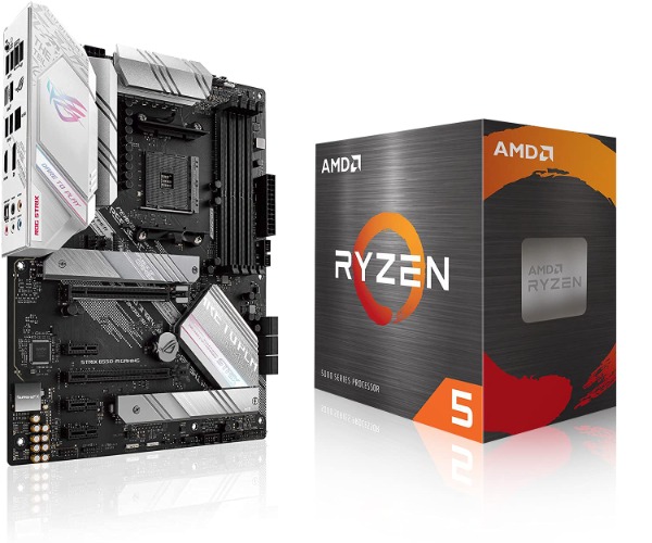 Micro Center AMD Ryzen 5 5600X Desktop Processor 6-core 12-Thread Up to 4.6GHz Unlocked with Wraith Stealth Cooler Bundle with ASUS ROG Strix B550-A AMD AM4 Zen 3 Ryzen 5000 ATX Gaming Motherboard - AMD Ryzen 5 5600X + ASUS ROG STRIX B550-A GAMING Motherboard