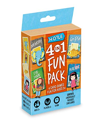 Hoyle 6 in 1 Fun Pack - Kids Card Games - Ages 3 & Up - Memory, Go Fish, Crazy Eights, Old Maid, Matching, Slap Jack - Hoyle 4 in 1 Fun Pack