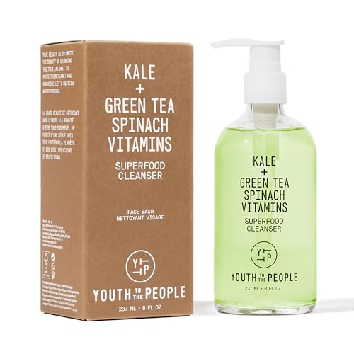 Youth To The People Superfood Facial Cleanser - Kale and Green Tea Cleanser - Gentle Face Wash, Makeup Remover + Pore Minimizer for All Skin Types - Vegan - 8 Oz