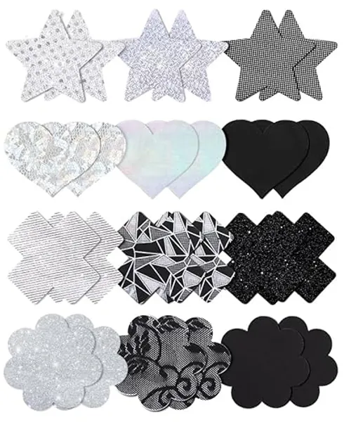 Tripetals Glitters Pasties Nipple Covers Stickers for Women Rave Party Disposable Sticky Breast Petals