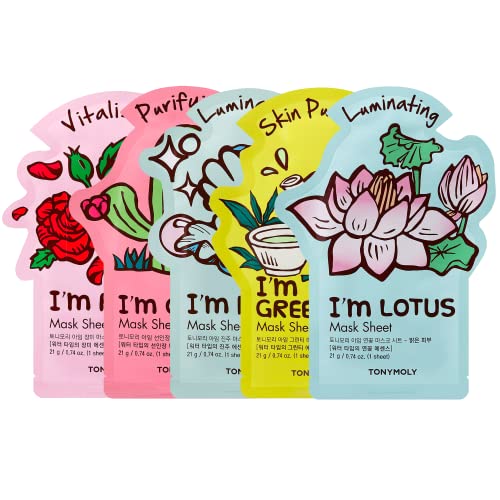TONYMOLY I'm Real Radiance Sheet Mask 5 Count, Hydrates and Moisturizes Face - Radiance Sheet Mask Set, 5 Count - 1 Count (Pack of 5)