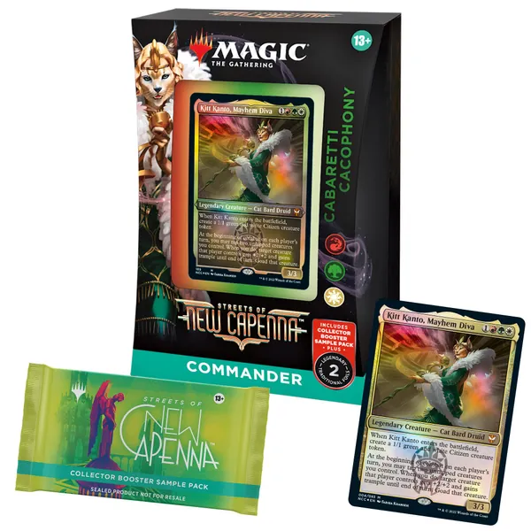 Magic: The Gathering Streets of New Capenna Commander Deck – Cabaretti Cacophony + Collector Booster Sample Pack - 