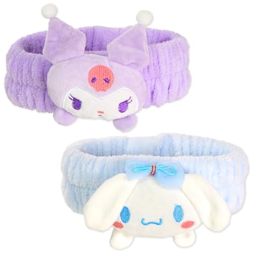 PERFECTSIGHT Kawaii Spa Headbands for Women & Girls - 2 Pack Cute Soft Fleece Facial Headbands for Makeup, Skincare and Face Washing - Purple+Blue