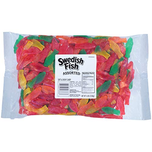 Swedish Fish Assorted Flavors Soft & Chewy Gummy Candy, 5 Pound Bag - Candy
