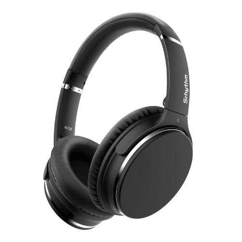 Srhythm NC25 Active Noise Cancelling Headphones, Wireless Headphones Bluetooth 5.3, Lightweight Stereo Headset Over-Ear with Low Latency, Protein Earpads, 50H Playtime - Black
