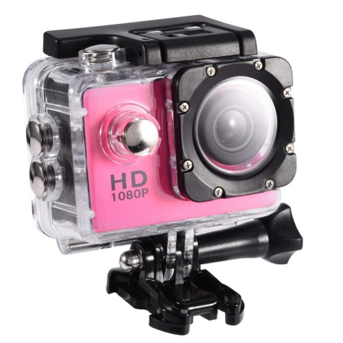 Mini Action Camera, 7 Colors 1080P HD 30m Underwater Waterproof Sports Camera DV, Digital Video Camera with Waterproof Shell, Mounting Kit for Outdoor Sports, Home Security, Driving Record(Pink) - Pink
