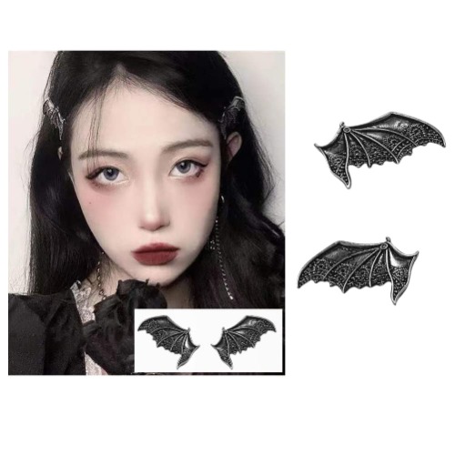 Bat Halloween Hair Clips Barrette Halloween Hair Accessories Silver Bat Hair Clip for Girls Women Bat Accessories Halloween Barrettes for Women Girls 2 pcs - Silver
