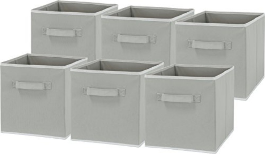 6 Pack - SimpleHouseware Foldable Cube Storage Bin, Grey - Grey