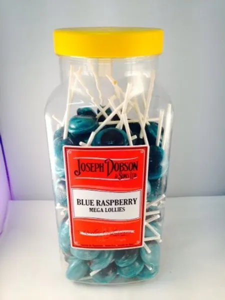 Joseph Dobson Mega Lolly Mix Blue Raspberry Jar of 90 Lollies
