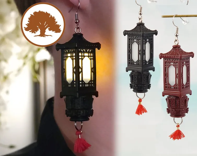 Lantern Earrings | 3D Printed | Battery Light