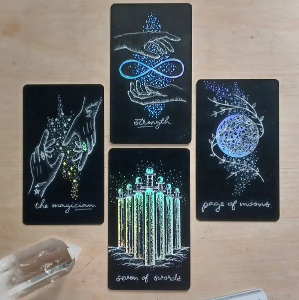 Black Tarot Deck: Midnight Sky Indie Tarot Unique, Cute, Moon Deck with Aesthetic Black Tarot Cards & Guidebook with meaning