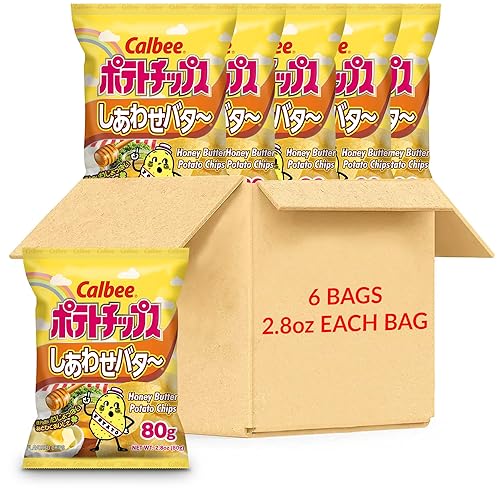 Calbee Potato Chips (Honey Butter, 2.8 oz) | Taste The Tradition of Japanese Snacks | Enjoy These Irresistible & Deliciously Crunchy Japanese Chips (6 Pack) - Honey Butter - 16.8 Ounce (Pack of 1)