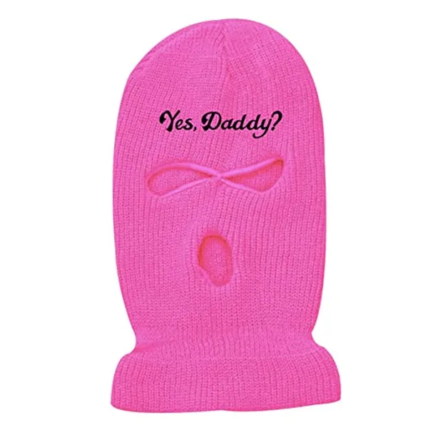 3 Hole Ski Mask Yes Daddy Full Face Balaclava Winter Warmer Outdoor Sports Thermal for Men Women - One Size - Rose Red