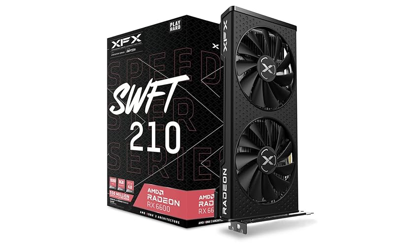 XFX Speedster SWFT 210 Radeon RX 6600 CORE Gaming Graphics Card with 8GB GDDR6 HDMI 3xDP, AMD RDNA 2 RX-66XL8LFDQ - RX 6600