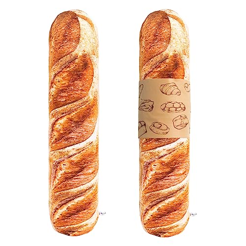Mewaii 3D Simulation Bread Plush Pillow, Soft Butter Toast Bread Body Pillow Lumbar Baguette Back Cushion, Bread Food Shape Pillow Gift for Girls Boys (44 Inches) - Bread Plush - 43.3in/110cm