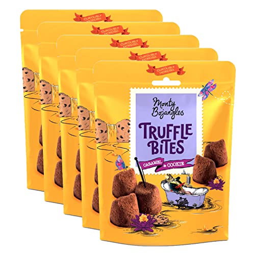 Monty Bojangles Chocolate Truffle Bites with Caramel and Cookie | Snack Pouch Bundle, 5 x 100g - Caramel & Cookie