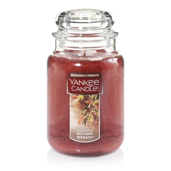 Yankee Candle Autumn Wreath Scented, Classic 22oz Large Jar Single Wick Candle, Over 110 Hours of Burn Time - Autumn Wreath Classic Large Jar