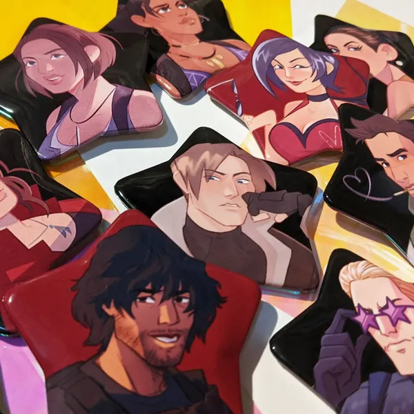 Star Portrait Badge RESIDENT EVIL: Leon Kennedy, Chris Redfield, Jill Valentine + More