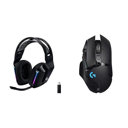 Logitech G733 LIGHTSPEED Wireless Gaming Headset + G502 LIGHTSPEED Wireless Gaming Mouse (HERO 25K) - Black - Headset + G502 Wireless Mouse