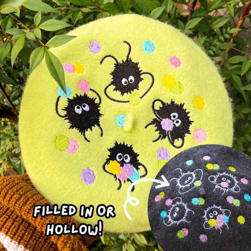Soot Sprites Embroidered Beret! - No combs / Chicory