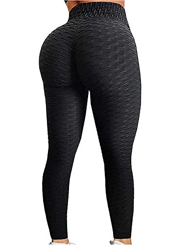 SEASUM Women's High Waist Yoga Pants Tummy Control Slimming Booty Leggings Workout Running Butt Lift Tights - A-black - X-Small