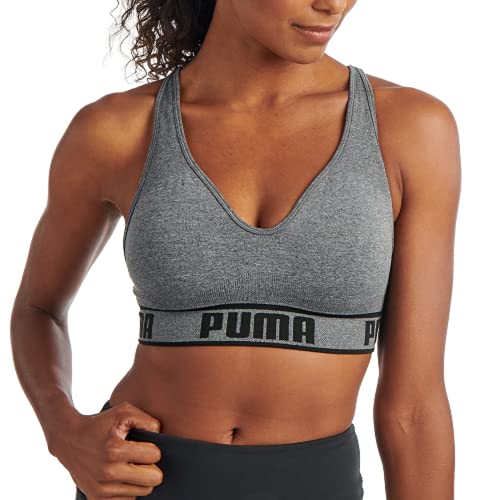 PUMA Women's Seamless Sports Bra - Small - Grey/Black
