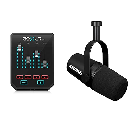 TC Helicon GoXLR MINI Online Broadcast Mixer & Shure MV7X XLR Podcast Microphone - Pro Quality Dynamic Mic for Podcasting & Vocal Recording, Voice-Isolating Technology - Black