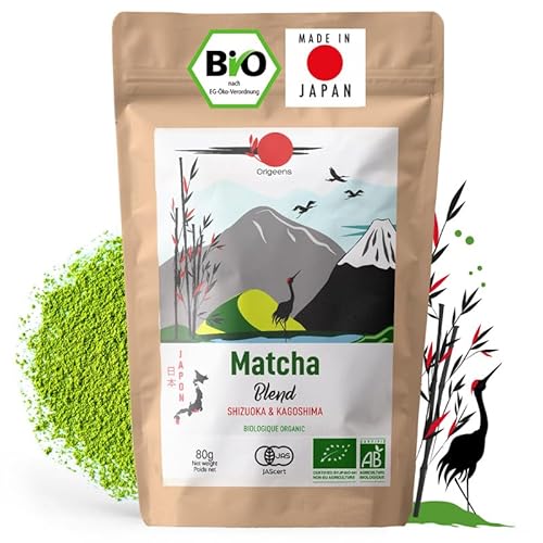 ORIGEENS Japanischer Bio Matcha Tee - Blend Shizuoka und Kagoshima - Bio Matcha Pulver - 80g-Beutel - Matcha Tee - Blend