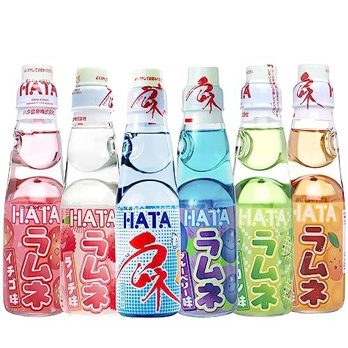 Fusion Select Ramune Japanese Soda - Classic Carbonated Japanese Drinks - Fizzy Ramune Soda Drink from Japan in Codd-Neck Bottles with Marble Stoppers - 6.76 oz, 6-Pack (6Bottle- Variety) - 6Bottle- Variety