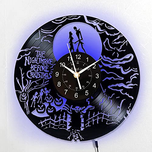 Beach Love LED Wall Clock for Living Room The Nightmare Before Christmas Classic Vinyl Record Clock Wall Watch Modern Design Art 7 colors House Decor 12 in