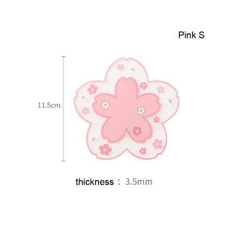 Kawaii Sakura Coffee Coaster - Silicone/Pink/White - Pink S