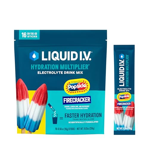 Liquid I.V.® Hydration Multiplier® - Popsicle Firecracker - Hydration Powder Packets | Electrolyte Powder Drink Mix | Convenient Single-Serving Sticks | Non-GMO | 16 Servings (Pack of 1) - 16 Servings (Pack of 1)