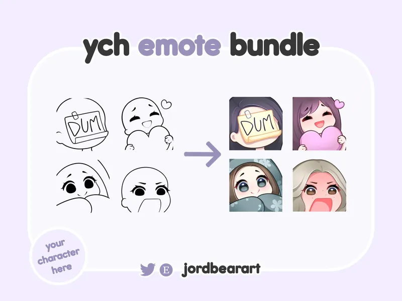 Custom YCH Emote Bundle Love Heart Dum Angry Rage Comfy Blanket Emotes- For Twitch / Discord