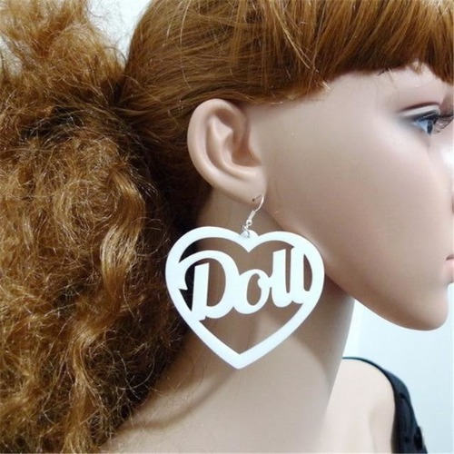 Doll Hoop Earrings - White