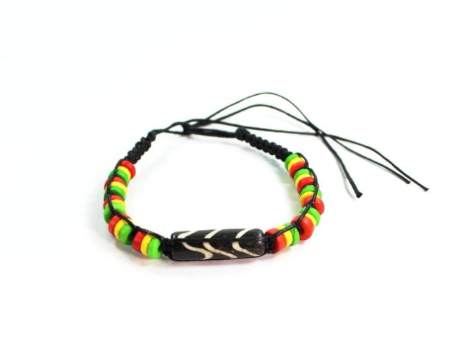 Chevron Pattern & Rasta Vibes Friendship Bracelet - Red/Yellow/Green