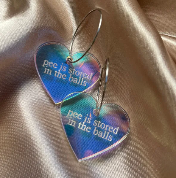 Iridescent Acrylic Pee Is Stored In The Balls Heart Hoop Earrings