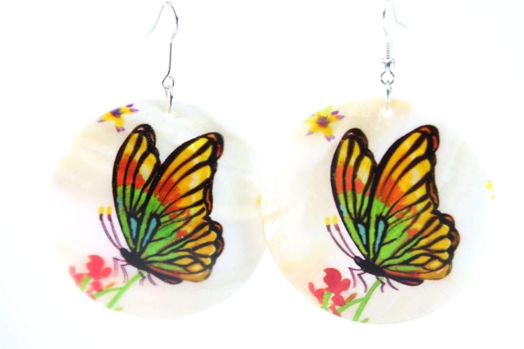 Basking Butterfly Mother Of Pearl Earrings - White / Mother of Pearl / Butterfly/Insect