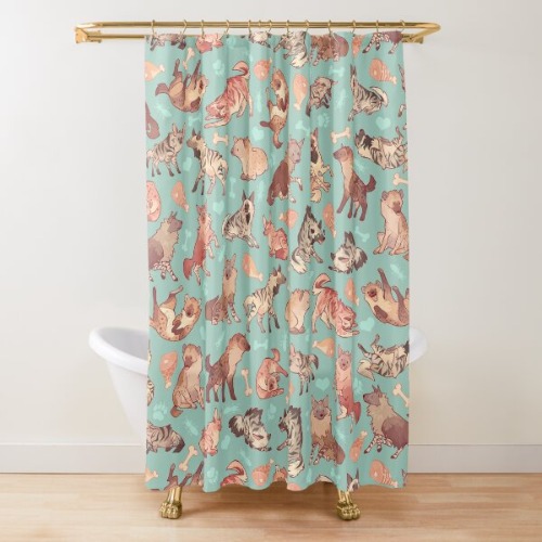 Hyenas in minty Shower Curtain by Colordrilos