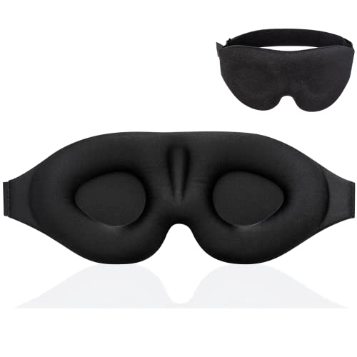 YIVIEW Sleep Mask for Men Women, 100% Light Blocking 3D Eye Mask of Night Sleeping Blindfold, Relaxing Zero Pressure Eye Cover - Black - 1 Count (Pack of 1)