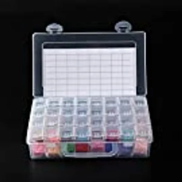 SanerDirect 32 Grids Diamond Painting Drill Storage Containers, Diamond Organizer Case Embroidery Beads Storage Box with Label